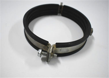 Ayudas de tubo partidas galvanizadas de la abrazadera, abrazaderas redondas negras del metal del anillo de goma