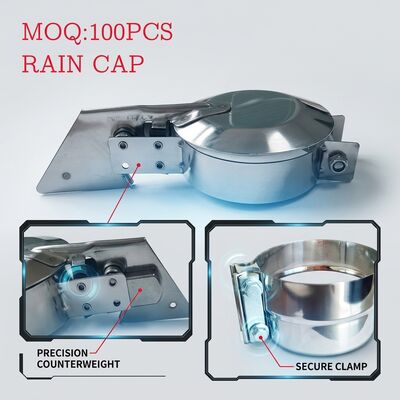 4 Inch Heavy Gauge 304 Stainless Steel Flapper Automatic Open Exhaust Rain Cap